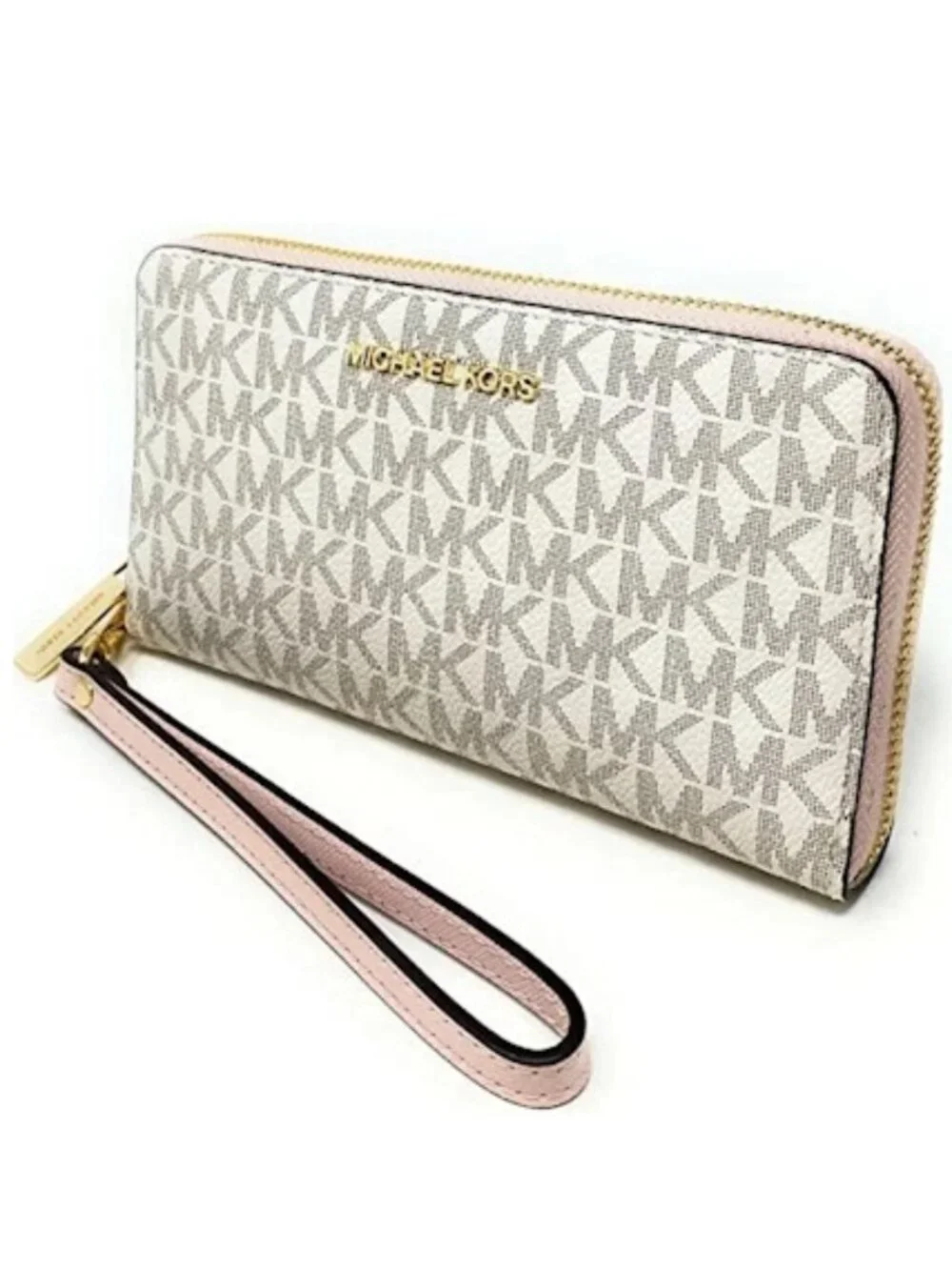 NWT Michael Kors Jet Set Signature Logo Smartphone Wristlet – Powder Blush Multi
